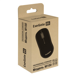 Мышь ExeGate Professional Standard M100 USB, оптическая, 1200dpi, 3D, 3 кнопки включая колесо прокрутки , длина кабеля 1,8м, черная, подсветка, RTL EX301567RUS