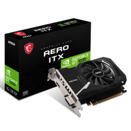 Видеокарта/ VGA MSI NVIDIA GeForce GT 1030 AERO ITX 4GD4 OC 4GB, DDR4/64-bit, PCIe 3.0, 1xHDMI 2.0, 1xDVI-D, 2-slot