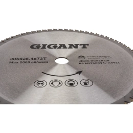 Пильный диск Металл 305x25.4х2,4 мм, 72 зуба Gigant G-110924
