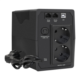 яя ИБП ExeGate SpecialPro UNB-650.LED.AVR.2SH.RJ.USB (650VA/360W, LED, AVR, 2*Schuko, RJ45/11, USB, батарея 12V 7.2Ah, Black) EP285597RUS