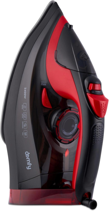 Утюг DOMFY DSC-EI502, с паровым ударом, 2400Вт, с автоотключением, черный и красный