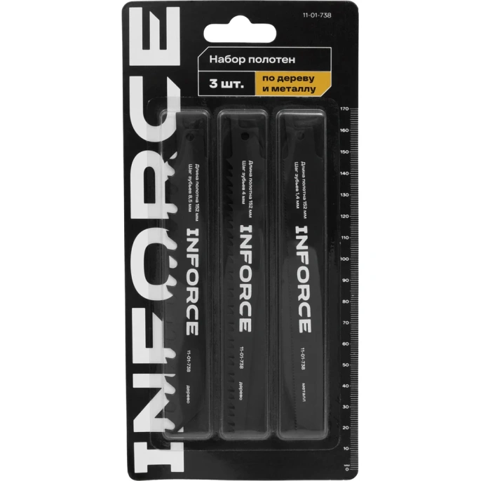 Набор полотен по дереву и металлу 152x8,5/4/1,4 мм, 3шт Inforce 11-01-738