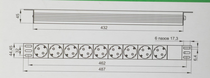 Блок распределения питания ITK PH21-6D3,  горизонт.размещ.,  SchukoХ6,  Тип вход. тока 16A