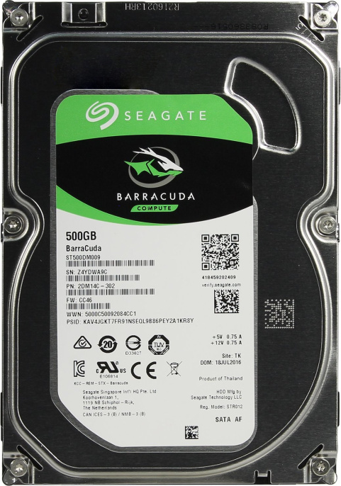 Жесткий диск Seagate Barraсuda 500GB Pull ST500DM009 3.5", SATA 3.0 6Gbps , 7200 об/мин, 32 MB, выкрученный/восстановленный
