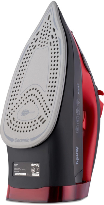 Утюг DOMFY DSC-EI502, с паровым ударом, 2400Вт, с автоотключением, черный и красный