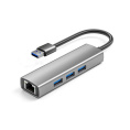 ORIENT JK-340N, разветвитель-сетевая карта USB 3.2 Gen1 5 Гбит/c , порты: 3xUSB-A + RJ45 Gigabit Ethernet, RTL8153, 100/1000 Мбит/с, кабель USB Type-A, алюминиевый корпус, серебристый 33308
