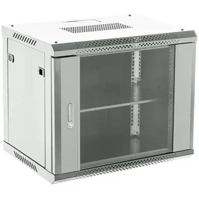 Шкаф коммутационный REXANT 04-0664-111 настенный,  стеклянная передняя дверь,  6U,  600x368x450 мм