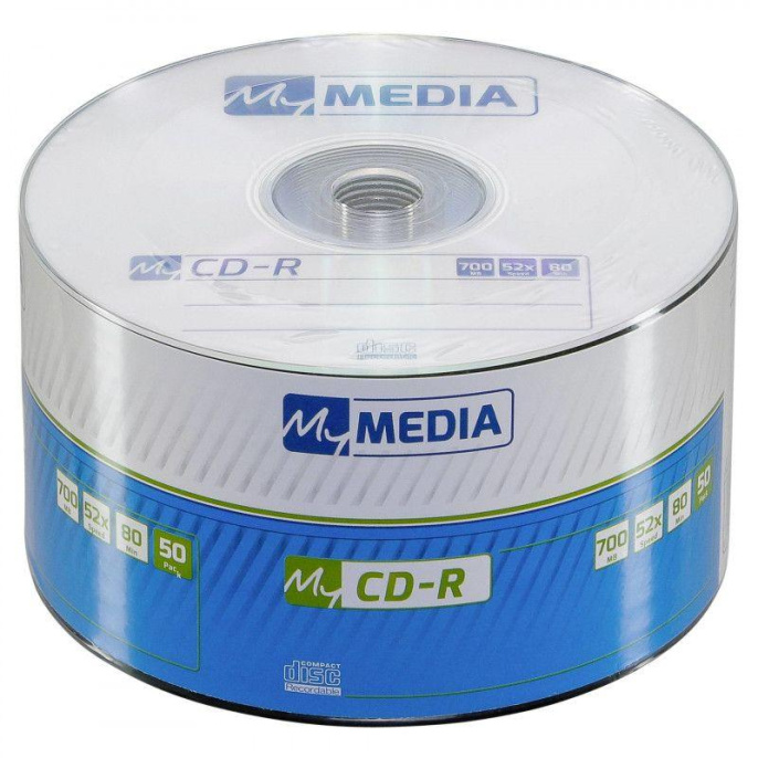 Оптический диск CD-R MYMEDIA 700МБ 52x, 50шт., pack wrap [69201]