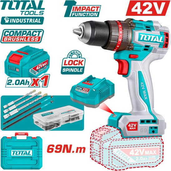 Дрель-шуруповерт ударная TOTAL TIDLI426981