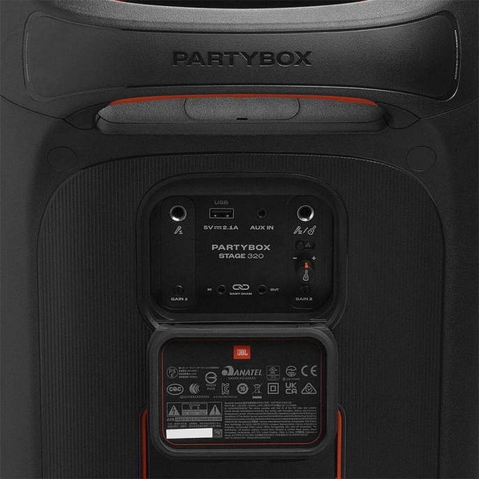 Музыкальный центр JBL Partybox Stage 320, 240Вт, с караоке, Bluetooth, USB, черный