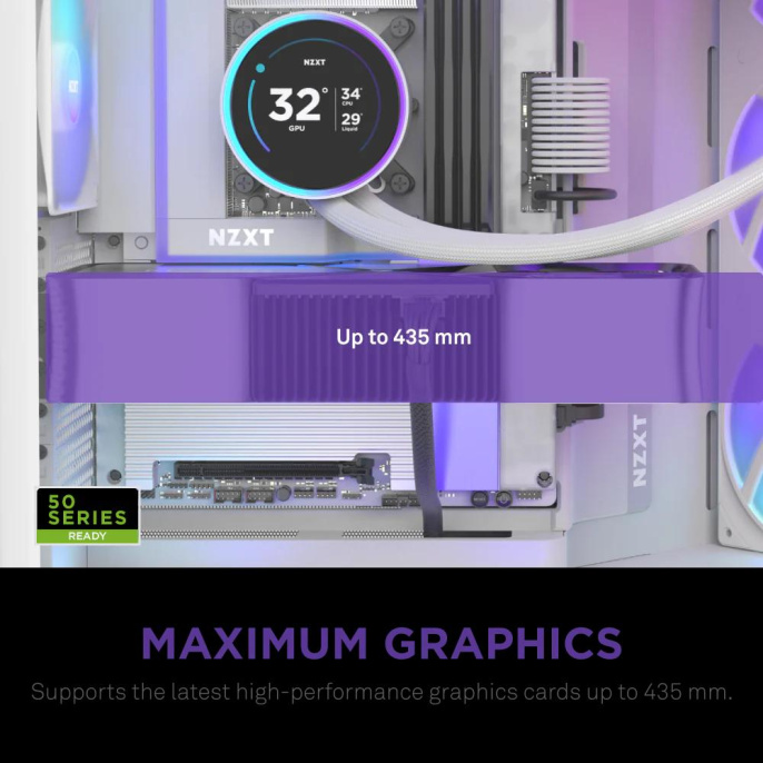 Корпус без блока питания Case NZXT H9 Flow RGB+ 2025 , Midi-Tower, TG, 6x140mm RGB + 1x120mm RGB, 2xUSB-A 3.2 + 1xUSB-C 3.2, E-ATX, ATX, mATX, mITX White (CM-H92FW-P1)