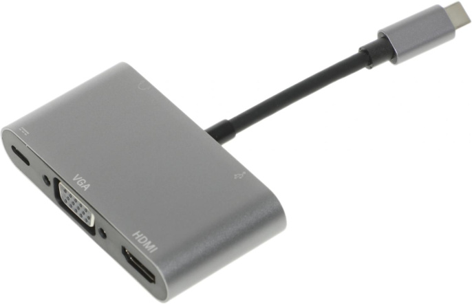 Хаб разветвитель PALMEXX серебристый [px/hub usbc-hdmi-vga-usbc]