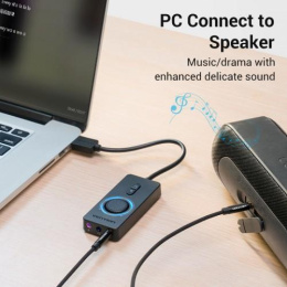 Внешняя звуковая карта Vention USB c регулятором громкости Черная CDRBB