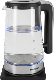 Чайник электрический Starwind SKG4043 2.2л. 1800Вт черный/серебристый корпус: стекло