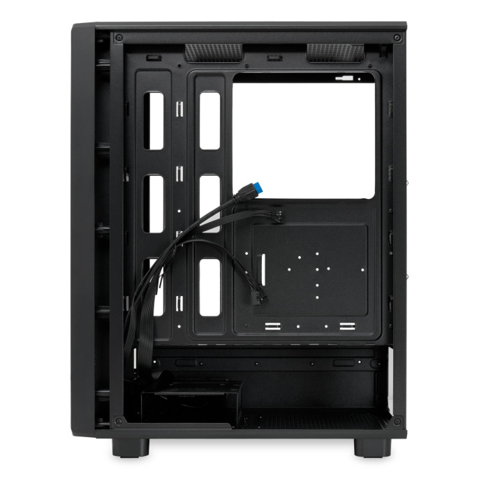 Корпус без блока питания Case HSPD M510, Mesh Mid Tower, Black, TG, 0.5 SPCC, no fans ATX, mATX, mITX 180/280/160mm 1x2.5", 1x3.5", 7xPCI 1xUSB-A 3.0, 1xUSB-A 1.0 517x277x418mm M510-TGBK