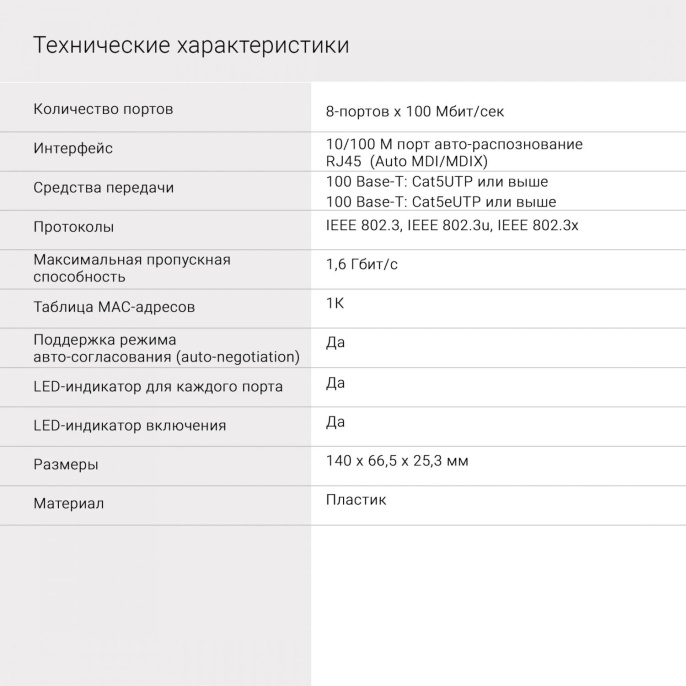 Коммутатор Digma DSW-308FE, неуправляемый