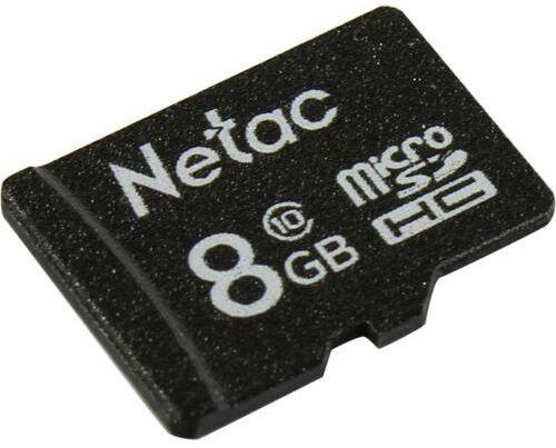 Карта памяти microSDHC NETAC P500 8 ГБ, 80 МБ/с, Class 10, NT02P500STN-008G-S, 1 шт.