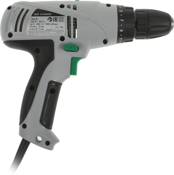 Дрель-шуруповерт Интерскол ДШ-10/260Э2, сетевой [211.3.0.30]