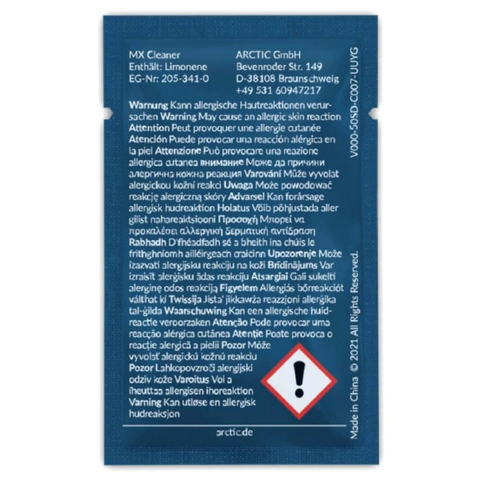 Салфетки Arctic Cooling ARCTIC MX Cleaner wipes Box of 40 bags Салфетки для снятия термопасты ACTCP00033A