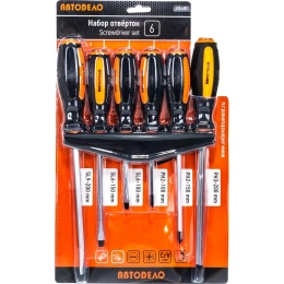 Набор усиленных отверток АвтоDело с квадратным стержнем 6 предметов 39480 10400