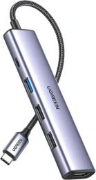 Хаб UGREEN CM478 75325 5-in-1 USB-C PD 100W&USB-A 3.0&2*USB-A 2.0&HDMI 4K30Hz. Цвет: красный