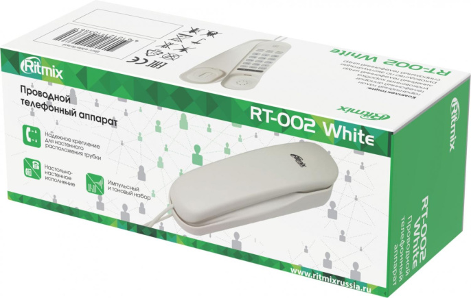 Проводной телефон Ritmix RT-002, белый