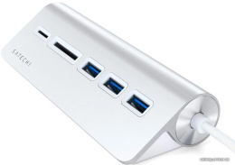 USB-концентратор Satechi Type-C USB Hub & Micro/SD Card Reader. Интерфейс USB-C. 3 порта USB 3.0 , слоты для карты памяти. Цвет серебряный. (ST-TCHCRS)
