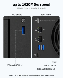 Сетевое хранилище NAS TerraMaster F2-425 Plus / QC 3,6Ghz/8Gb 32 /TRAID,RAID0,1,10,5,6/up to 4 HDD SATA 3,5'/2,5' /3xM.2 2280 NVMe/3xUSB 10Gb Type A 1xUSB 10Gb Type-C /HDMI/2x5GbE RJ-45/1xPS/1YW repl. F2-424