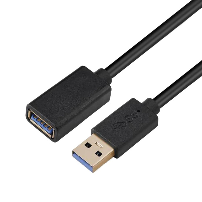 Кабель GoPower удлинитель USB3.0 m -USB f 0.5м ПВХ черный Premium Zip-Lock c подвесом 1/250 00-00030093