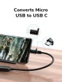 Адаптер CABLETIME CP72B (CT-OTG-CMBF-ABL) USB-C Male to USB2.0 Micro B Female OTG С петлей Lanyaed. Алюминий