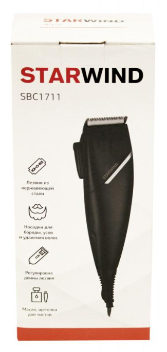 Машинка для стрижки STARWIND SBC1711 черный/серебристый