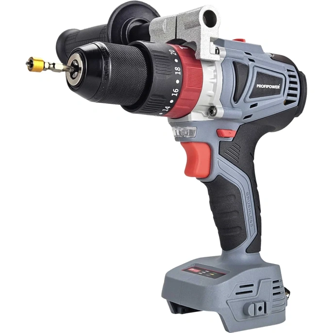 Аккумуляторная дрель бесщеточная ударная Profipower MKDHP-18V (без акб,18В,80Нм, 2 скорости,магнитная бита,рукоятка,в коробке) E0162