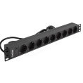 Блок розеток с кабелем с евровилкой ExeGate ServerPro PDU-19H904 Al-9S-EU2.5CU (19", 1U, Алюминий, 9*EU/Тип F(Schuko), Евровилка EU/Тип F(Schuko) VDE-250V-16A-3*1.5mm2, медь, 2.5 метра, индикатор питания, черный, RTL) EX280850RUS