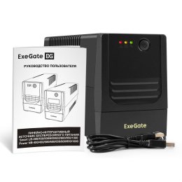 ИБП ExeGate Power NB-500.LED.AVR.2SH.USB (500VA/300W, LED, AVR, 2*EU/Тип F(Schuko), USB, батарея 12V 4.5Ah, Black) EX299481RUS