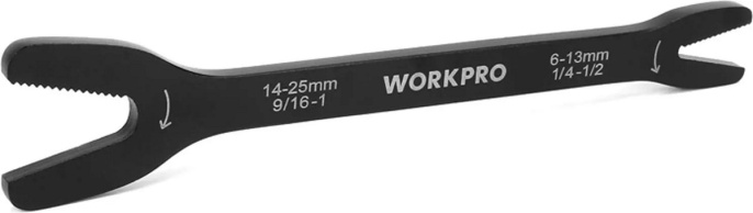 Ключ разводной WorkPro WP273341 (двойной, открытый, легированная сталь, 6-13 мм (1/4-1/2"), 14-24 мм (9/16-1"), чернение)