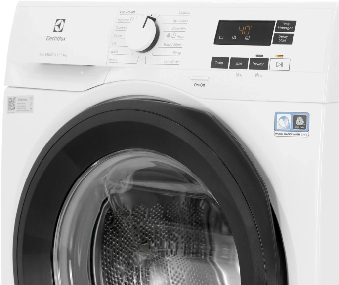 Стиральная машина Electrolux EW6F1492E, с фронтальной загрузкой, 9кг, 1400об/мин, с паром, инверторная, с английской панелью управления