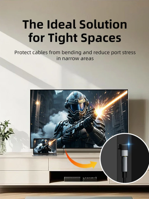 Угловой адаптер CABLETIME CP42G (CT-HMF8K-AGD) HDMI 8K HDMI 2.1 «папа-мама» — идеальное решение для ограниченного пространства