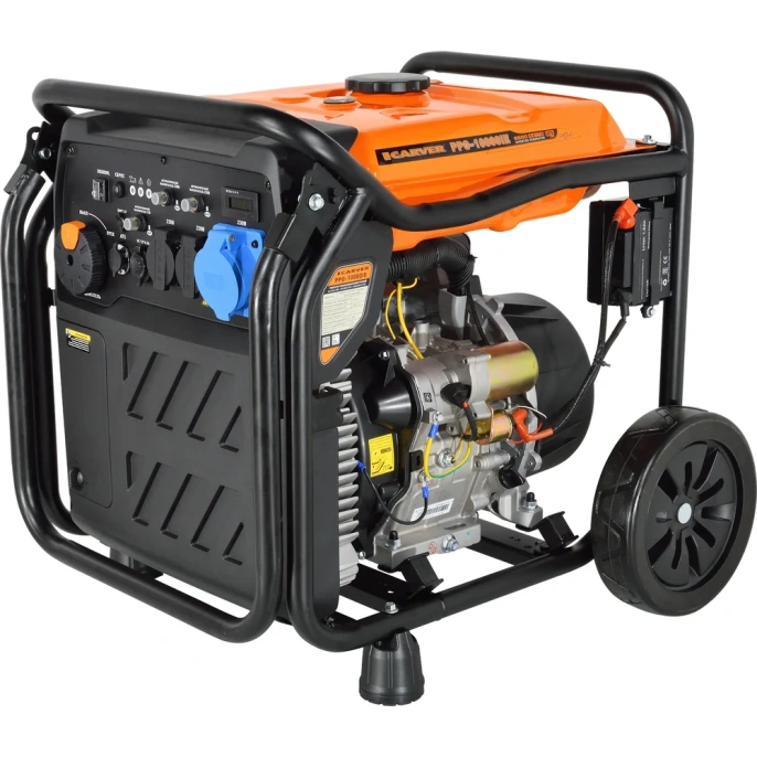 Генератор инверторный CARVER PPG-10000IЕ +ATS 8/8,5кВт, 220/12В, 2+1 розетки, дисплей, колеса 01.020.00044