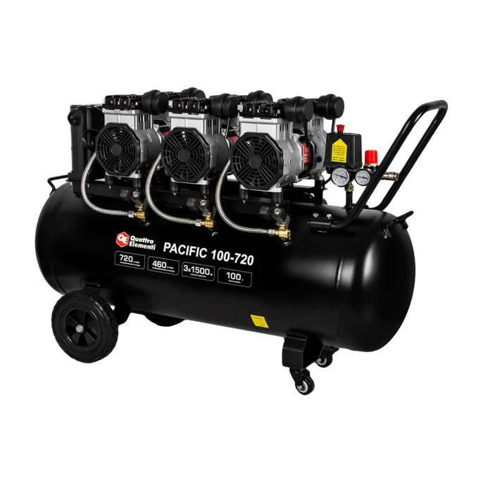 Безмасляный поршневой компрессор QUATTRO ELEMENTI PACIFIC 100-720 720 л/мин, 100 л, 5.5 л.с, 8 бар 915-380