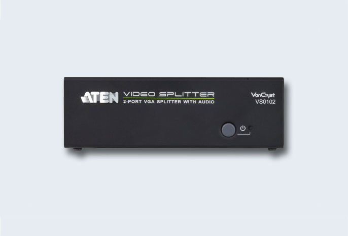 Разветвитель, электрон. ATEN VS0102-AT-G, SVGA+AUDIO, 1 2 монитора 450MHz, 65 метр., F M, без шнуров, Б.П. 220 5.3V, VANCRYST
