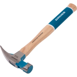 Молоток-гвоздодер GROSS 380 г, угол 75, магнит, обрезиненная рукоятка american hickory 10413