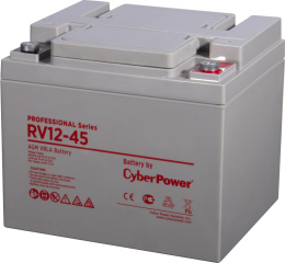 АКБ CyberPower AGM battery for UPS, RV 12-45 / 12 V 45 Ah, М6, 197х165х170mm., Height with terminals 170mm, 14,5kg., 10-year service life