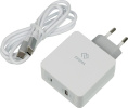 Сетевое зарядное устройство Digma DGPD-45W-WG,  USB-A,  USB-C, 45Вт, 3A, белый