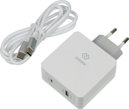 Сетевое зарядное устройство Digma DGPD-45W-WG,  USB-A,  USB-C, 45Вт, 3A, белый