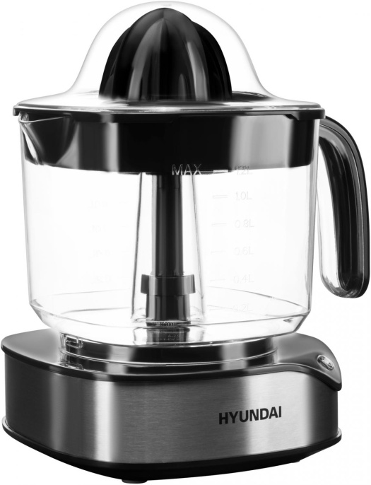 Соковыжималка цитрусовая Hyundai HY-JC4123 30Вт рез.сок.:1200мл. черный/нержавеющая сталь