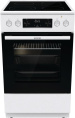 Плита Gorenje GECS5C60WPA, полезный объем 70 л, эргономичные переключатели, сенсорный программатор IconLED, эмаль SilverMatte, очистка паром, индикатор остаточного тепла для каждой конфорки, телескопические направляющие на 2-х уровнях, дверца CompactDo