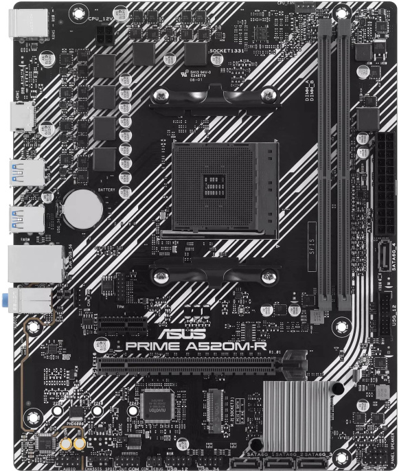 Материнская плата ASUS PRIME A520M-R (mATX, 23.6х19.3см, AMD A520, 2xDDR4 DIMM, 2133-5100МГц, до 64GB, звук 7.1, 4хSATA 6Gb/s, 1хM.2, 1 x PCIe 3.0 x16, 1 x PCIe 3.0 x1, 1хHDMI)