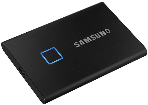 2ТБ Внешний диск SSD Samsung T7 Touch MU-PC2T0K/WW, USB-C, запись - 1000МБ/с, чтение - 1050МБ/с, черный