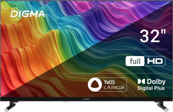 32" Телевизор Digma DM-LED32SBB33 FULL HD, СМАРТ ТВ, YaOS, черный