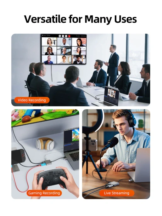 Адаптер видеозахвата CABLETIME CB67G (CT-ACHC3L-AG) USB 3.0 A+C в HDMI с петлевым выходом